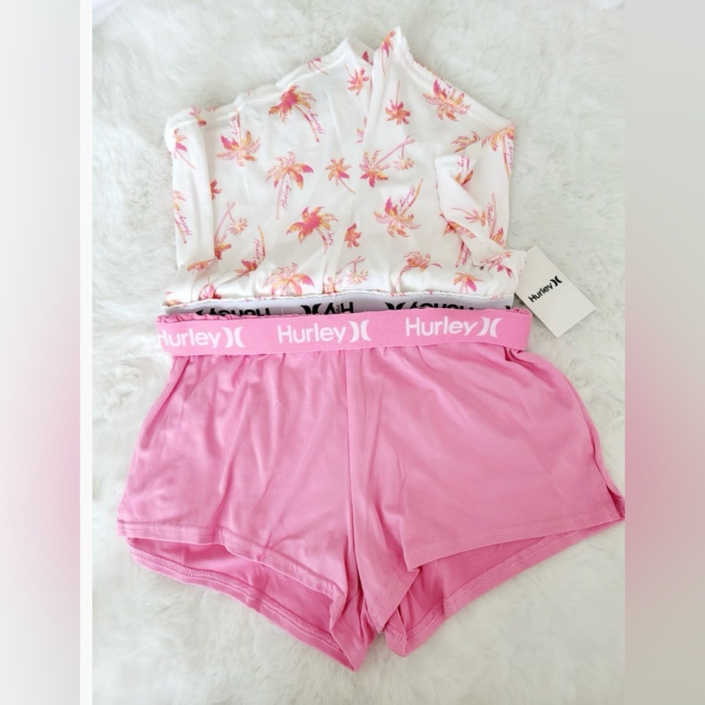 NWT Hurley Women's White and Pink Shorts SIZE L